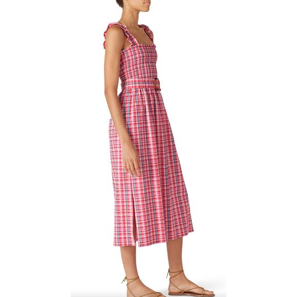 Waverly Grey Shirred Bodice Cami SunDress, Size XL, Pink Plaid - Picture 7 of 10
